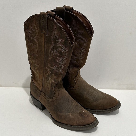 Justin Boots Other - JUSTIN Men's US 9 D Stampede Leather Western Boots Apache Brown 2551 Cowboy